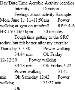 PA & Exercise Log Week 2